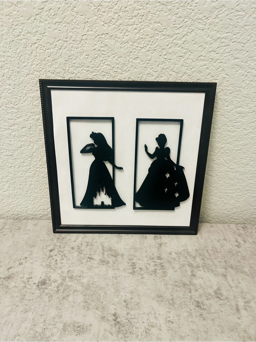 Black Silhouette Princess Wall Art - Framed Home Wall Decor